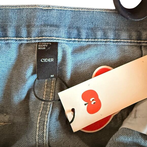 Cider Sz M Mid Rise Solid Wide Leg Cargo Jeans Skater Grunge - Picture 13 of 14